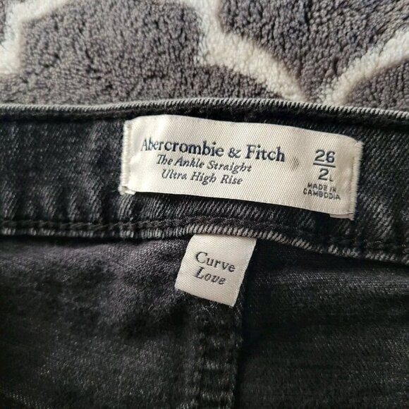 Abercrombie & Fitch The Ankle Straight Ultra High Rise Jean Size 26 Black 90s - Picture 3 of 9